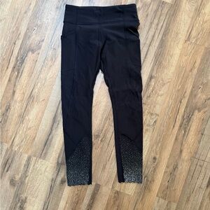 Lululemon Athletica Black Leggings with dot and scalloped Detail